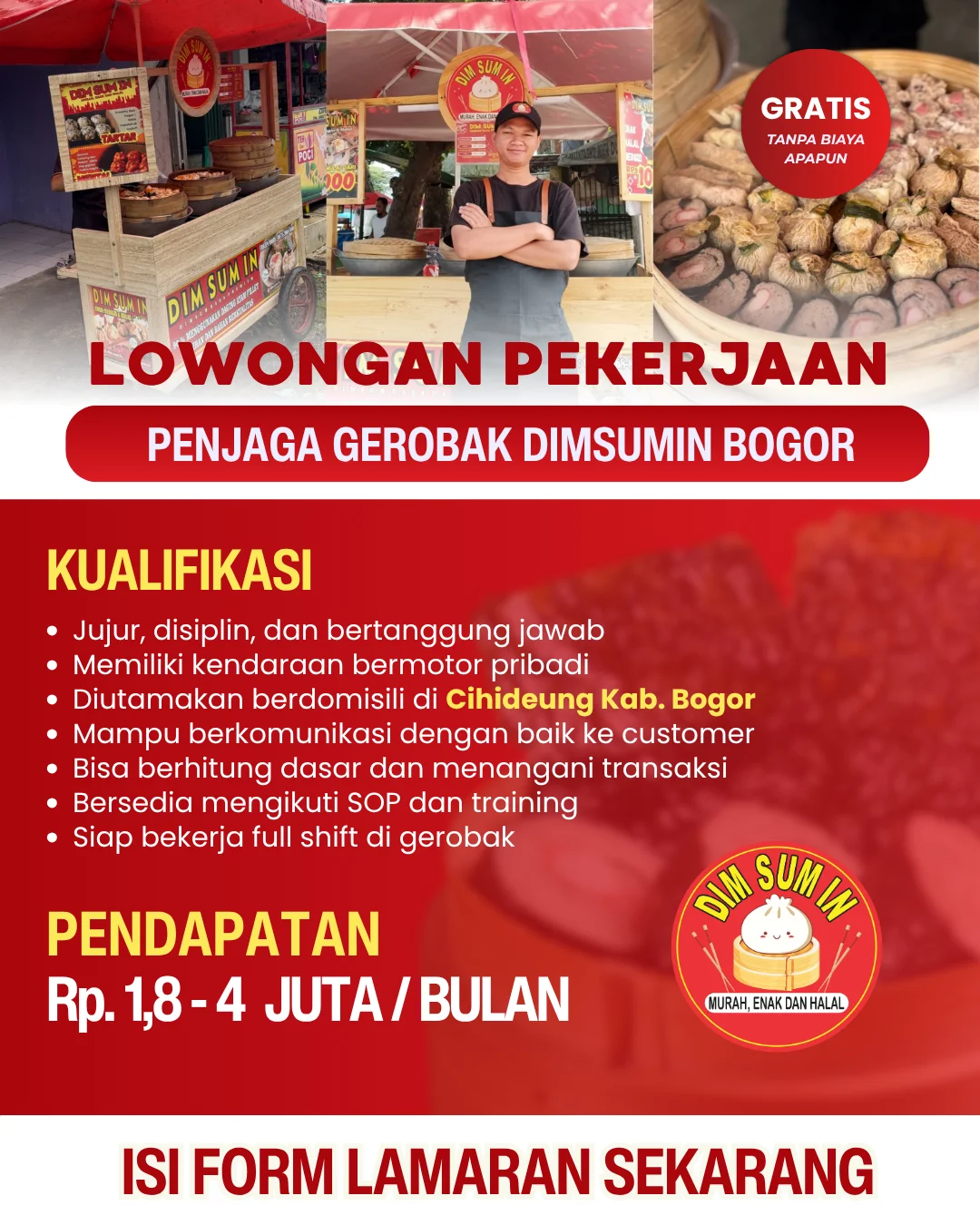 Penjaga Gerobak DimsumIn Cihideung Bogor