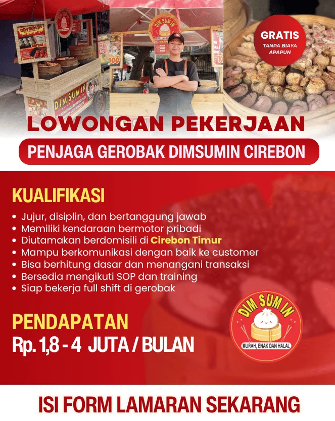 Penjaga Gerobak DimsumIn Cirebon Timur