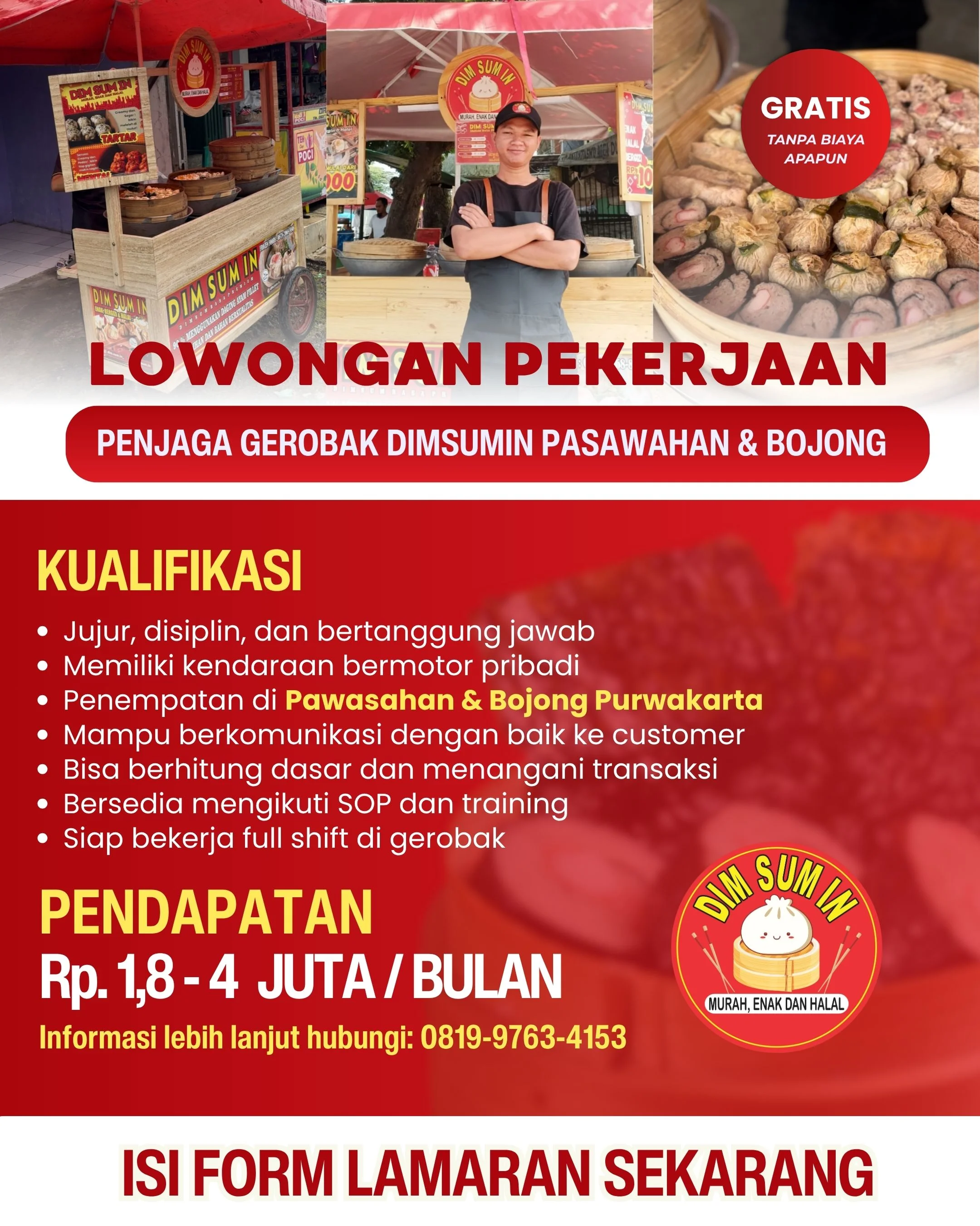 Penjaga Gerobak DimsumIn Purwakarta - Pasawahan & Bojong