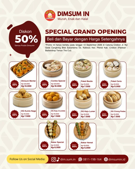 Grand Opening DimsumIn Cirebon- Diskon 50% Semua Paket